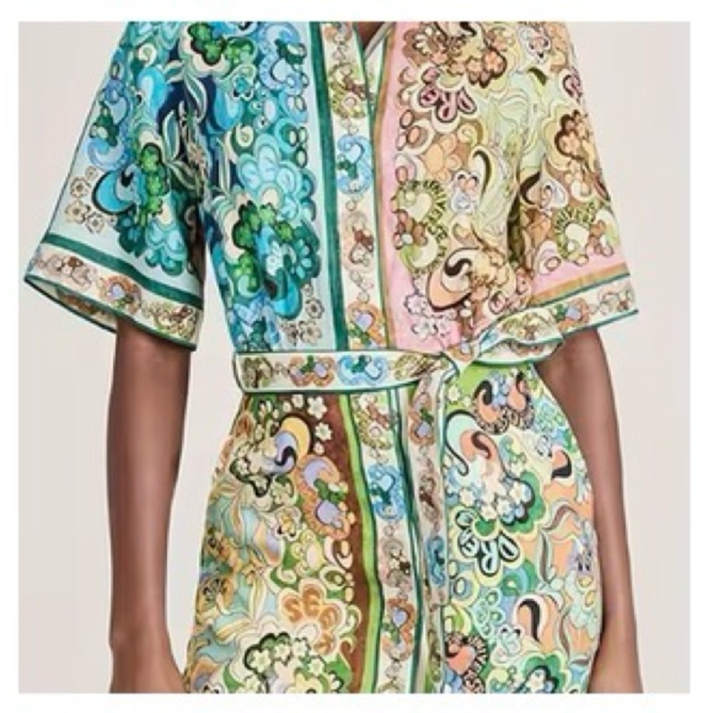 Floral Boho Multicolor Wrap Dress with matching belt - size Small - NWT